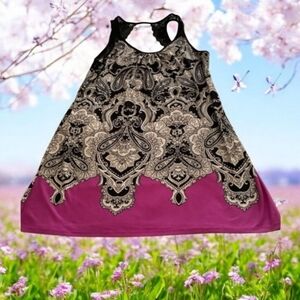 Apt 9 Short Night  gown paisley black  white purple. Nice design, stretchy lace